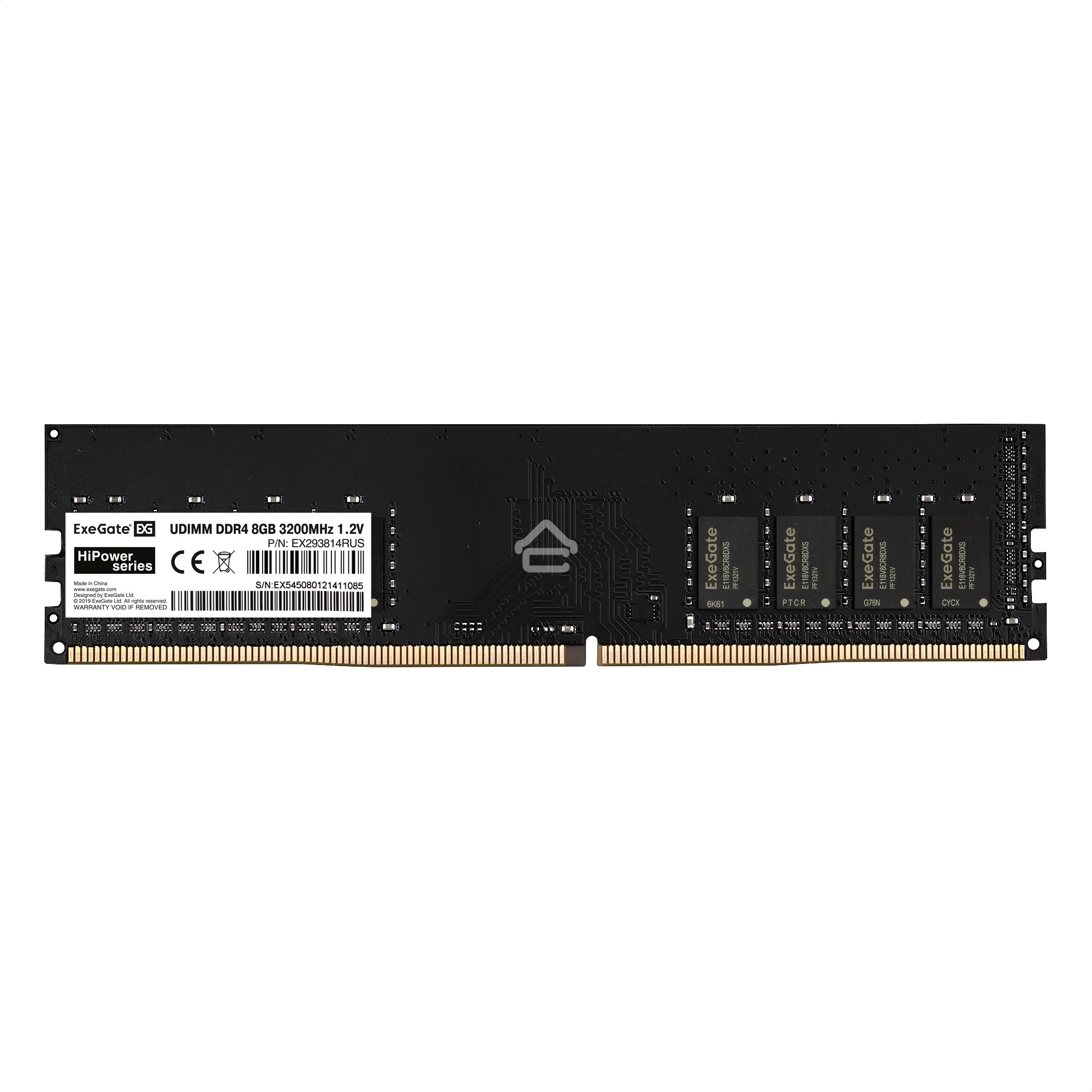 Оперативная память Exegate, DDR4, 8GB (1x8 GB), 3200 MHz, CL19, DIMM, OEM