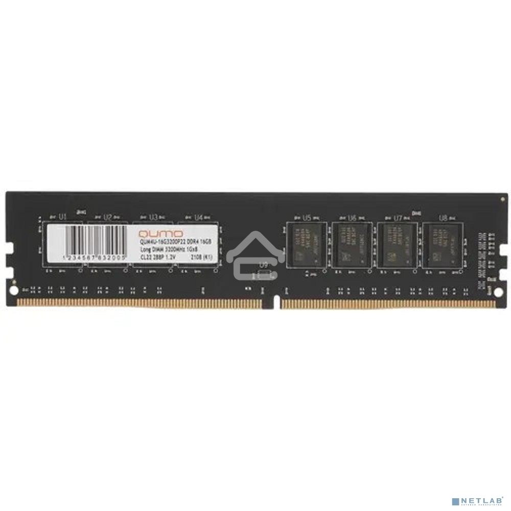 Оперативная память QUMO, DDR4, 16GB (1x16GB), 3200MHz, CL22, DIMM OEM