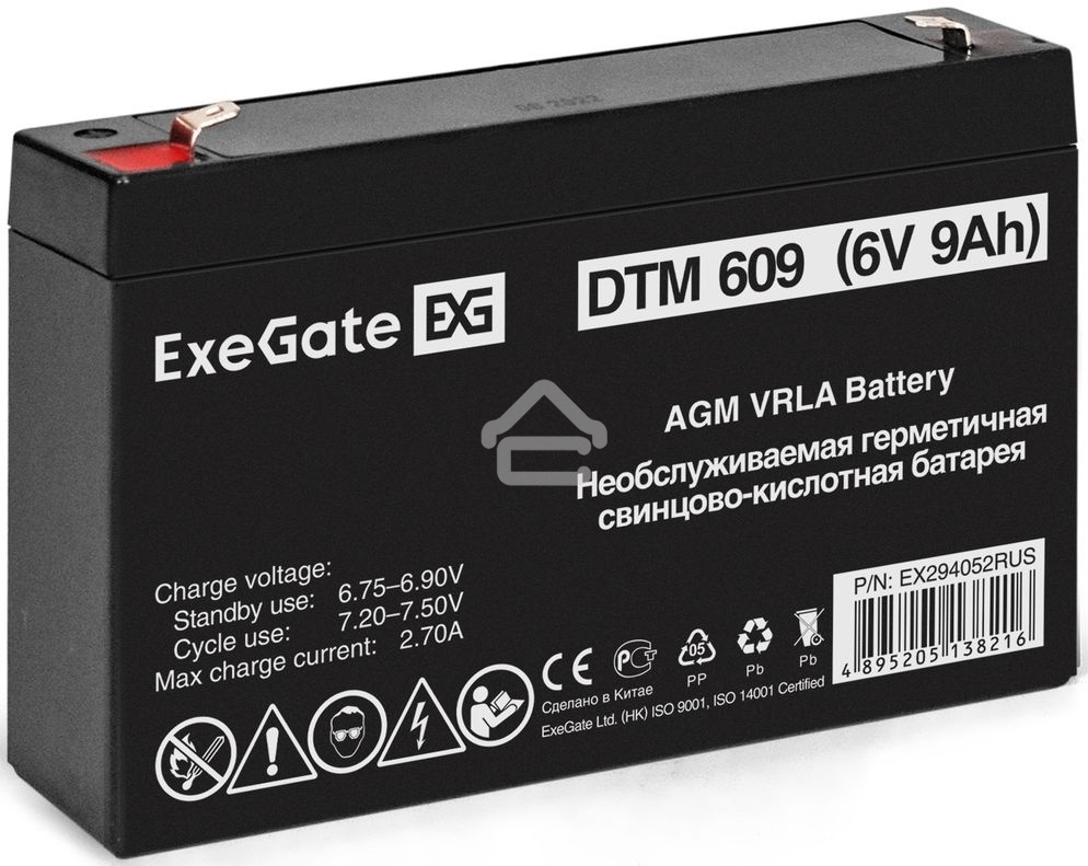 Аккумуляторная батарея ExeGate DTM 609 (6V 9Ah, клеммы F1)