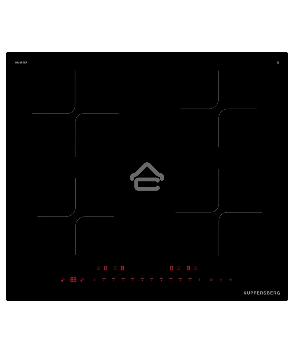 Варочная поверхность Kuppersberg ICI 605, индукционная, inverter, High-Tech, 60 см, пауза, таймер, блокировка панели управления, автоматическое отключение, бустер, 9 уровней мощности, прямые края, индикация остаточного тепла, сенсорное управление/invisibl