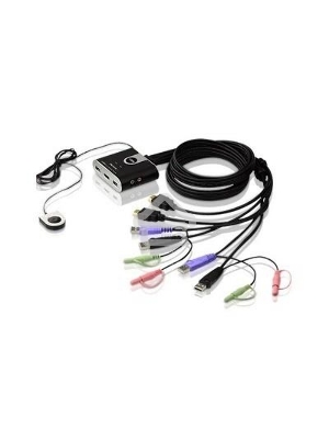 Переключатель KVM ATEN (CS692-AT) KVM+Audio,  1 user USB+HDMI =>  2 cpu USB+HDMI, со встр.шнурами USB+Audio 2x1.2м., 1920x1200, настол., исп.стандарт.