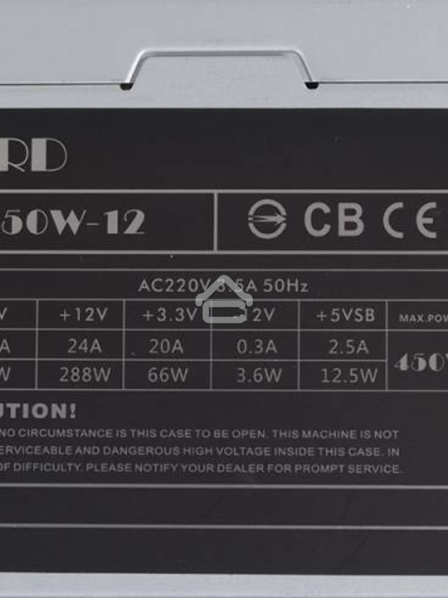 Блок питания Accord ACC-450W-12, 450Вт, 120мм.серый