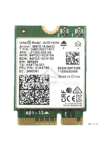 Плата сетевого контроллера Intel® Wi-Fi 6 AX201, 2230, 2x2 AX+BT, No vPro®,999TD0