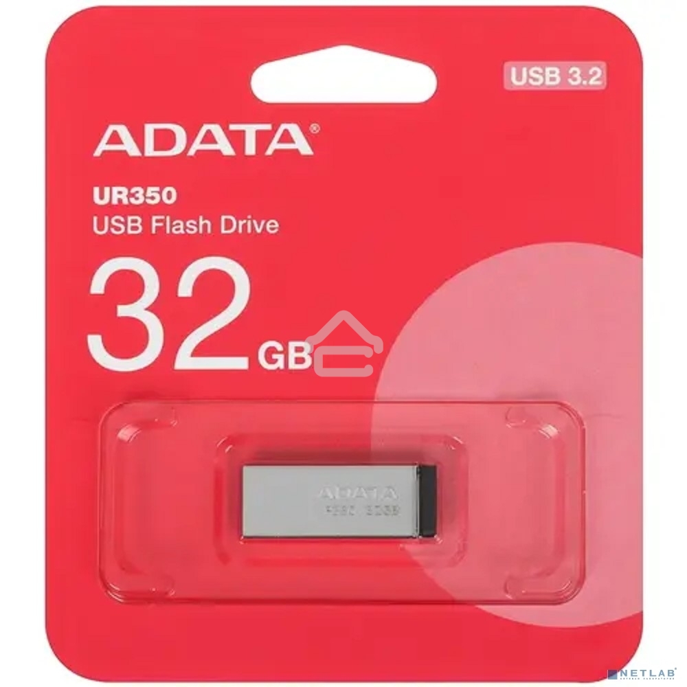 Флешка USB ADATA UR350 (UR350-32G-RSR/BK), 32Gb, USB 3.2, R/W 100/15, серебристый/черный