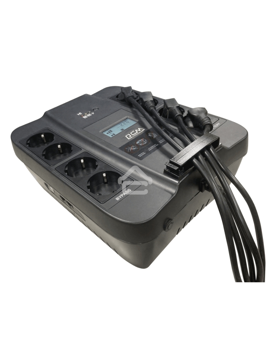 Источник бесперебойного питания Powercom Back-UPS SPIDER, Line-Interactive, LCD, AVR, 1100VA/605W, Schuko, USB, black (1452054)