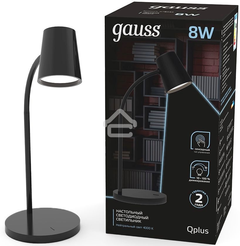 Светильник настольный Gauss Qplus модель GTL603 8W 600lm 4000K 170-265V черный диммируемый LED 1/8