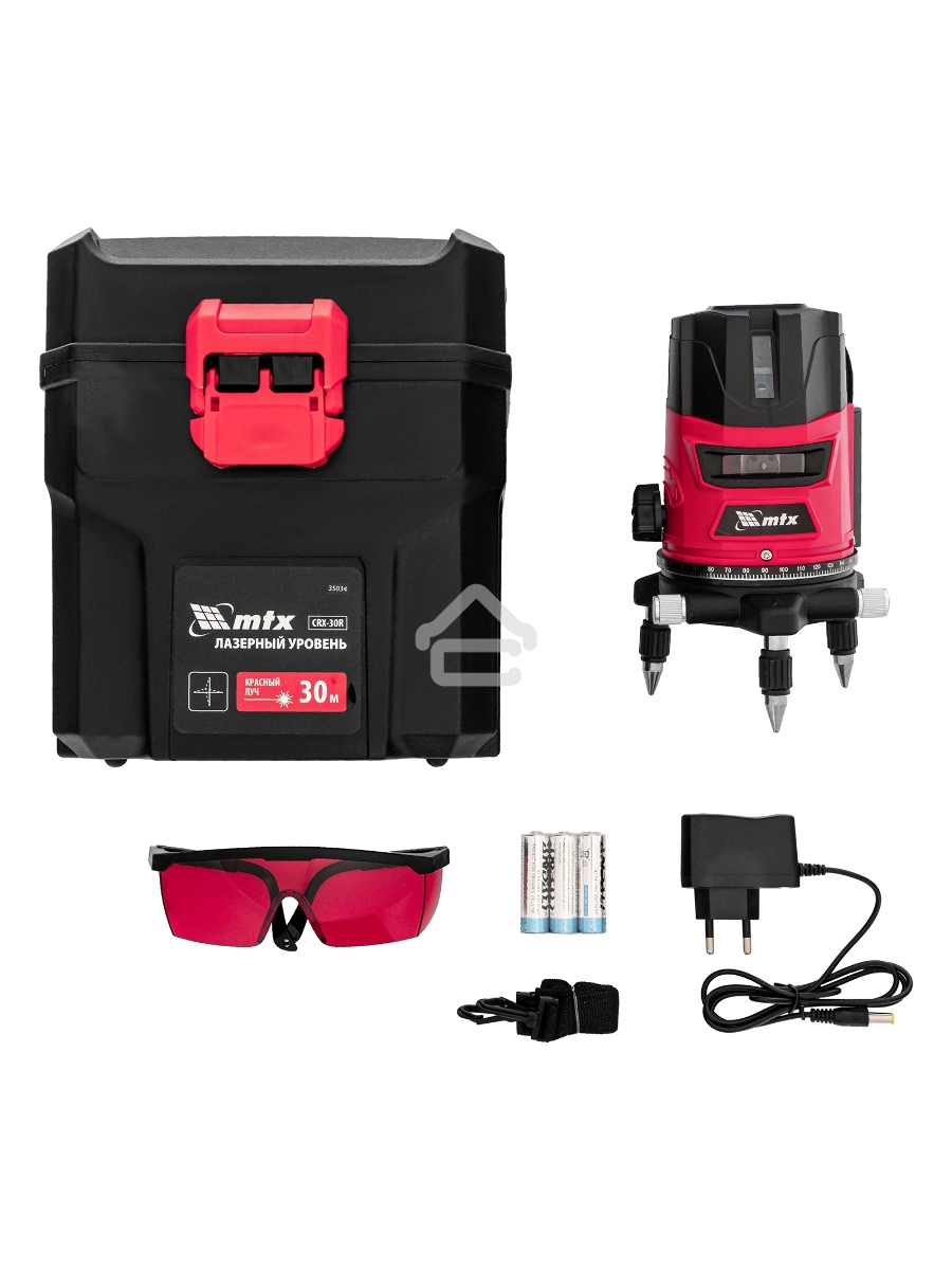 Лазерный уровень CRL-30R, 30 м, красный луч, батарейки, резьба 5/8