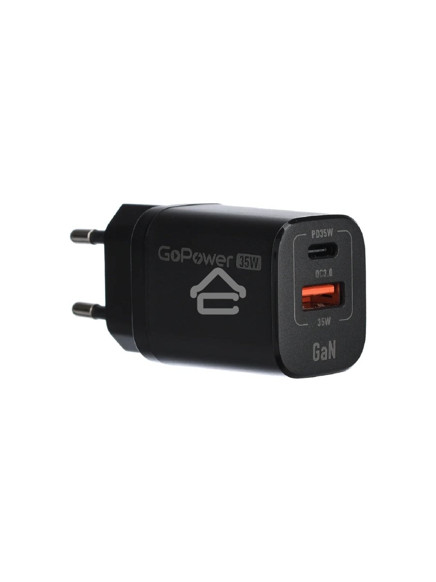 Зарядное устройство GOPOWER 1USB+1TYPE-C 35W QC3.0 00-00028403 черный