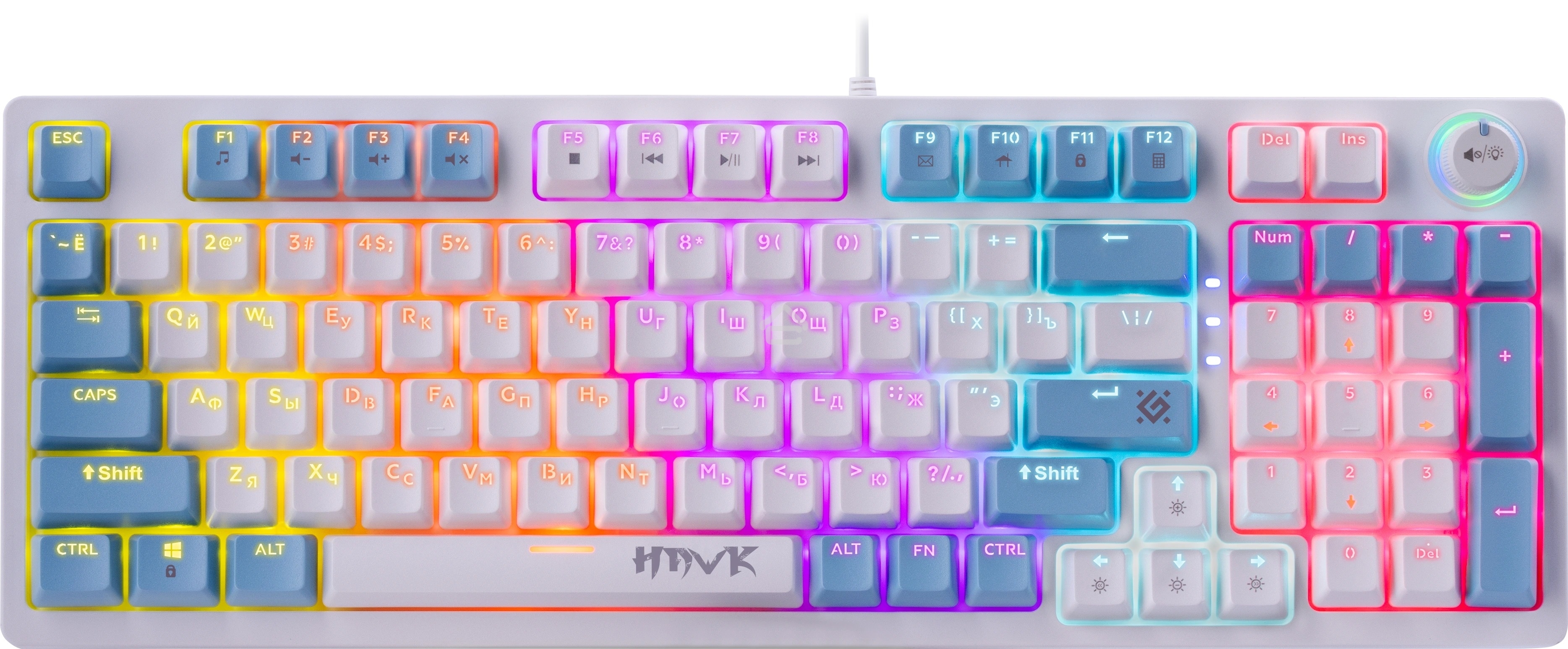 Клавиатура проводная Defender Hawk GK-418, USB, белый/голубой