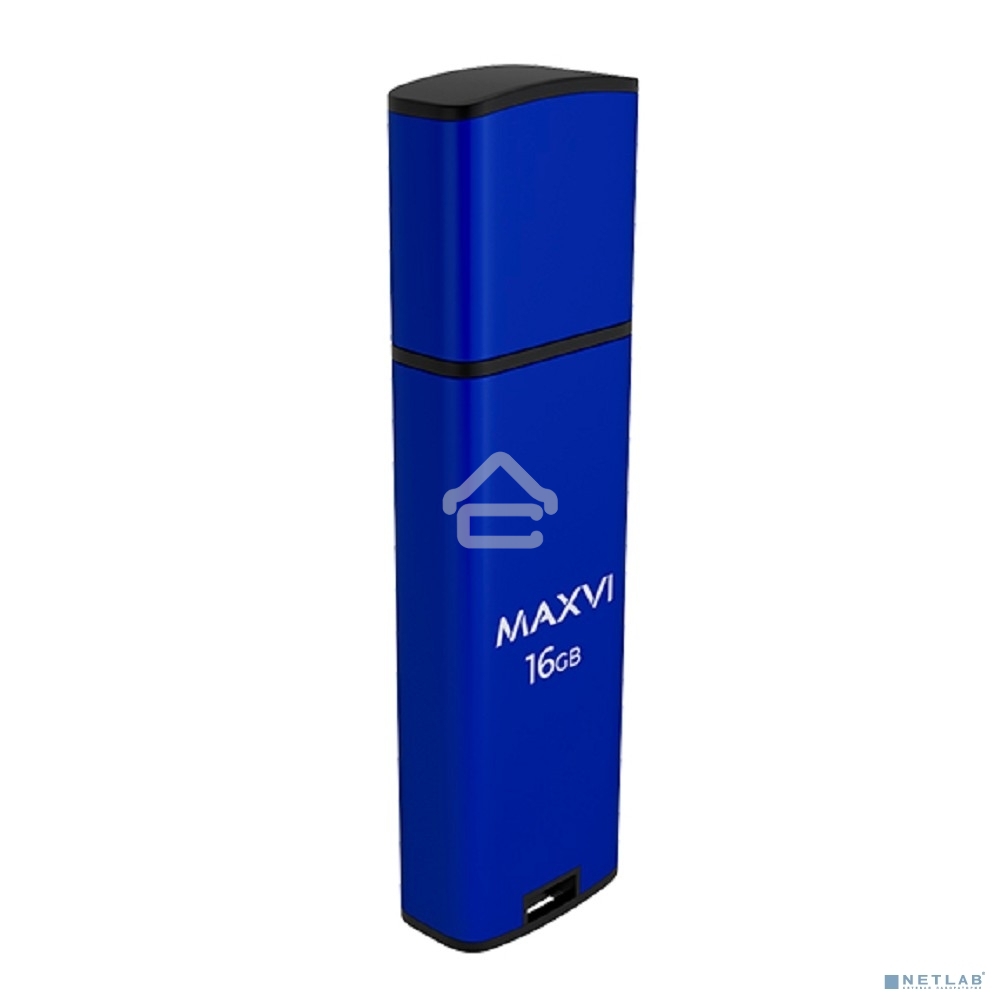 Флешка USB R/W Maxvi MP2 16GB USB 2.0 blue, монолит с колпачком, ABS пластик + металл