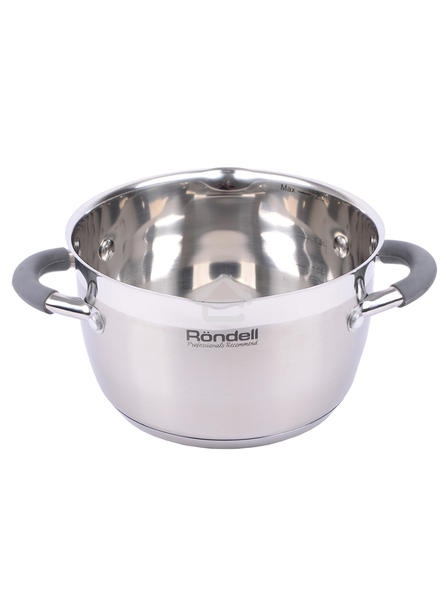 Кастрюля Rondell RDS-023 с\кр 18 см, (2,3л) Flamme (нерж.сталь 18/10,ручки из нерж.стали со вставкой силикон)
