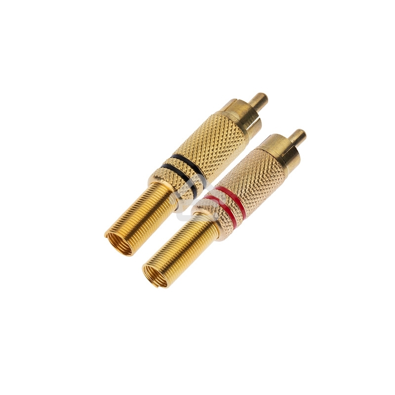 Разъем штекер Proconnect RCA металл пайка ZN черный/красный GOLD