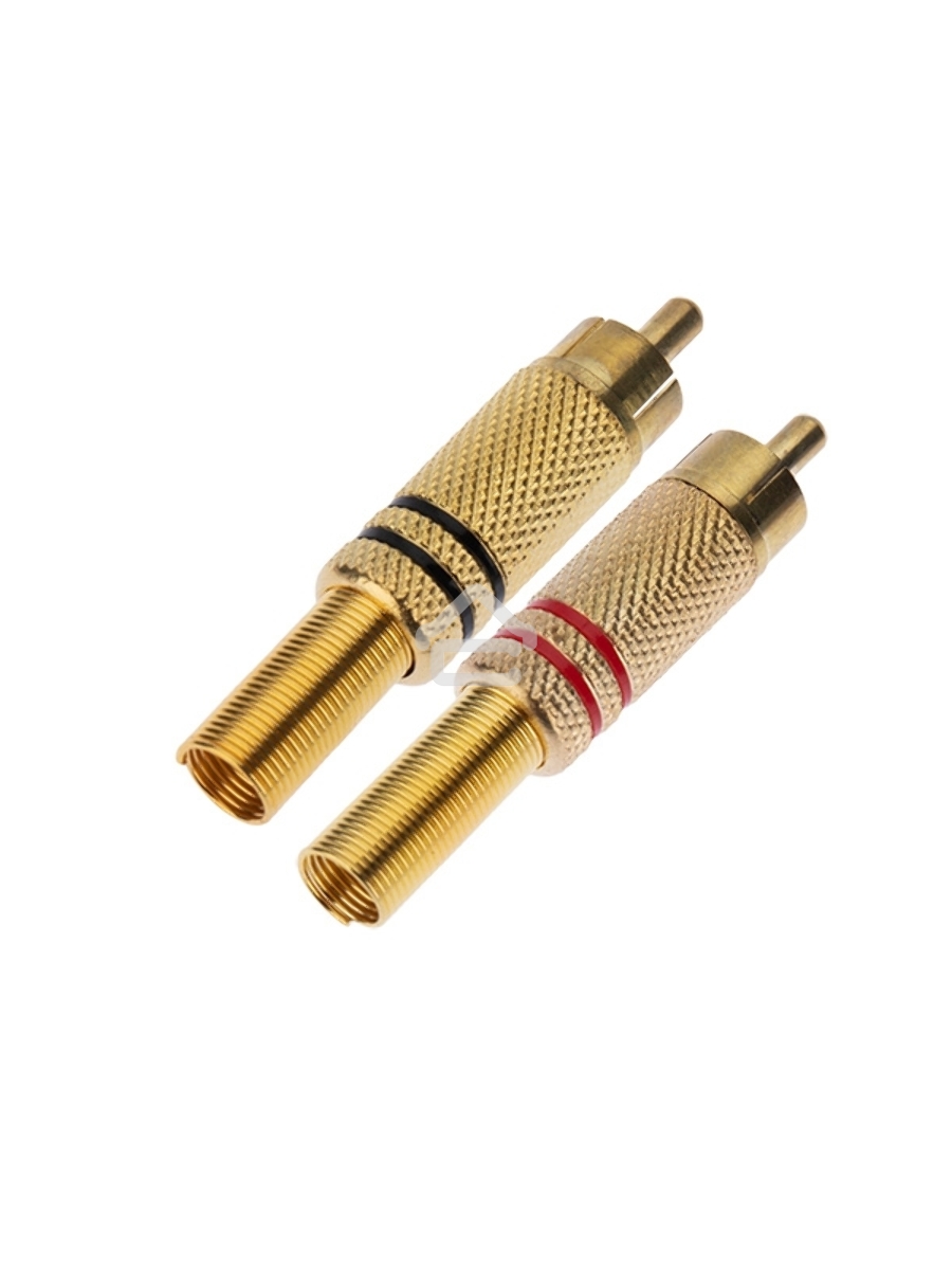 Разъем штекер Proconnect RCA металл пайка ZN черный/красный GOLD