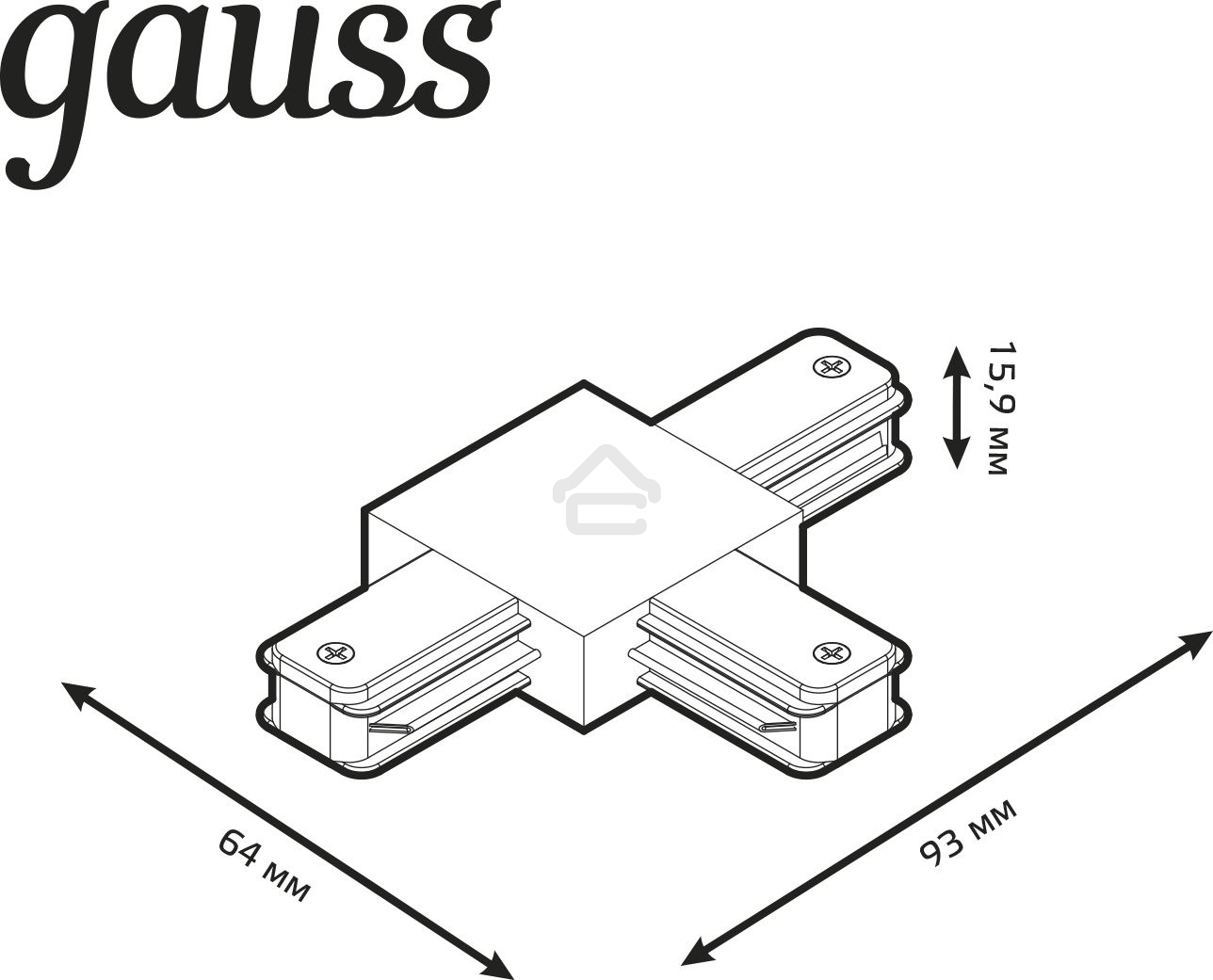 Коннектор для трековых шинопроводов Gauss (T) белый