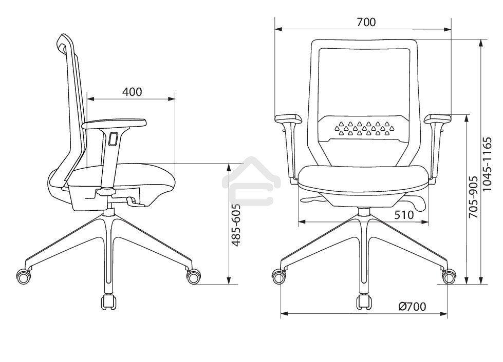 Кресло офисное Бюрократ MC-W611NL серый TW-04 38-417 сетка/ткань, крестов.4-луч. пластик пластик