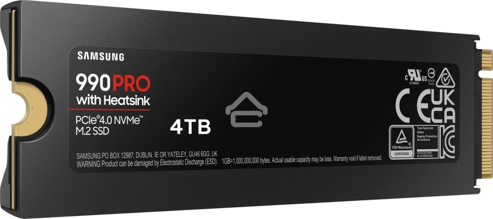 Накопитель SSD Samsung 990 Pro MZ-V9P4T0CW, 4Tb, PCIe 4.0 x4, M.2 2280, NVMe, R/W 7450/6900, с радиатором