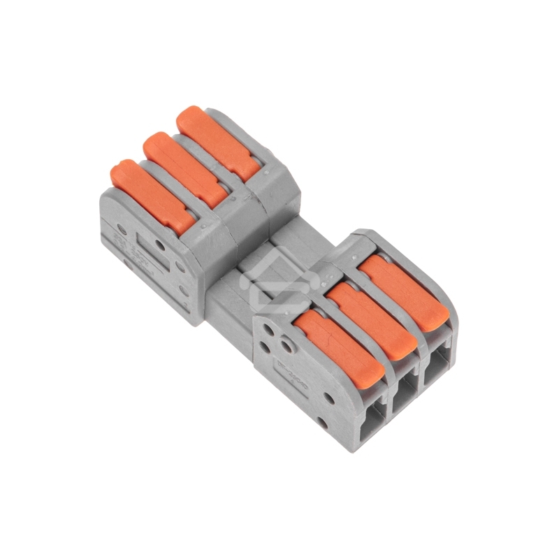 Клемма Rexant СМК 222-423R проходная разъемная 3 полюса серый 0,2-2,5/4 мм² (40 шт/уп)