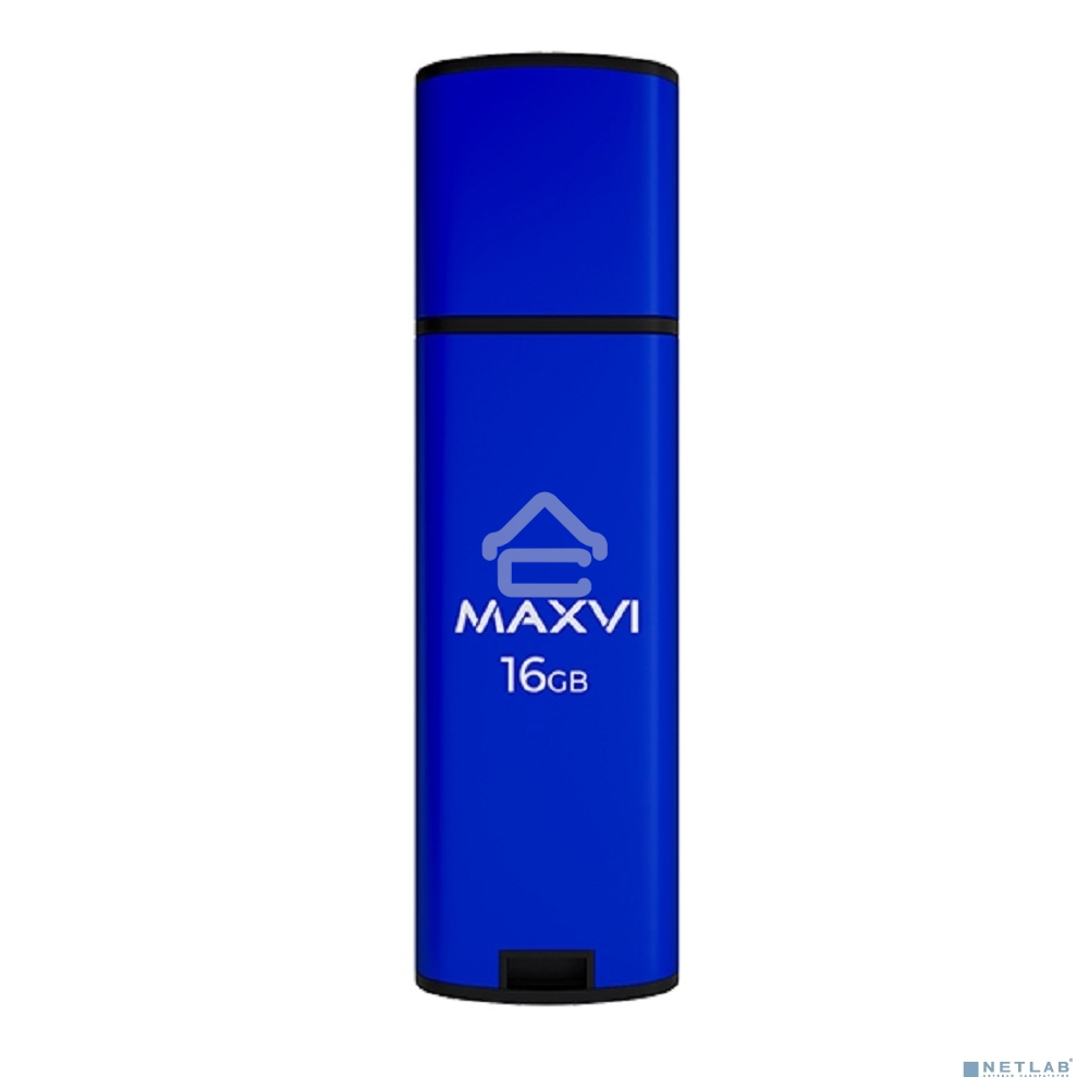 Флешка USB R/W Maxvi MP2 16GB USB 2.0 blue, монолит с колпачком, ABS пластик + металл