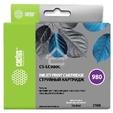 Картридж струйный Cactus CS-LC980C голубой (16 мл) для Brother DCP-145C/165C MFC-250C/290C