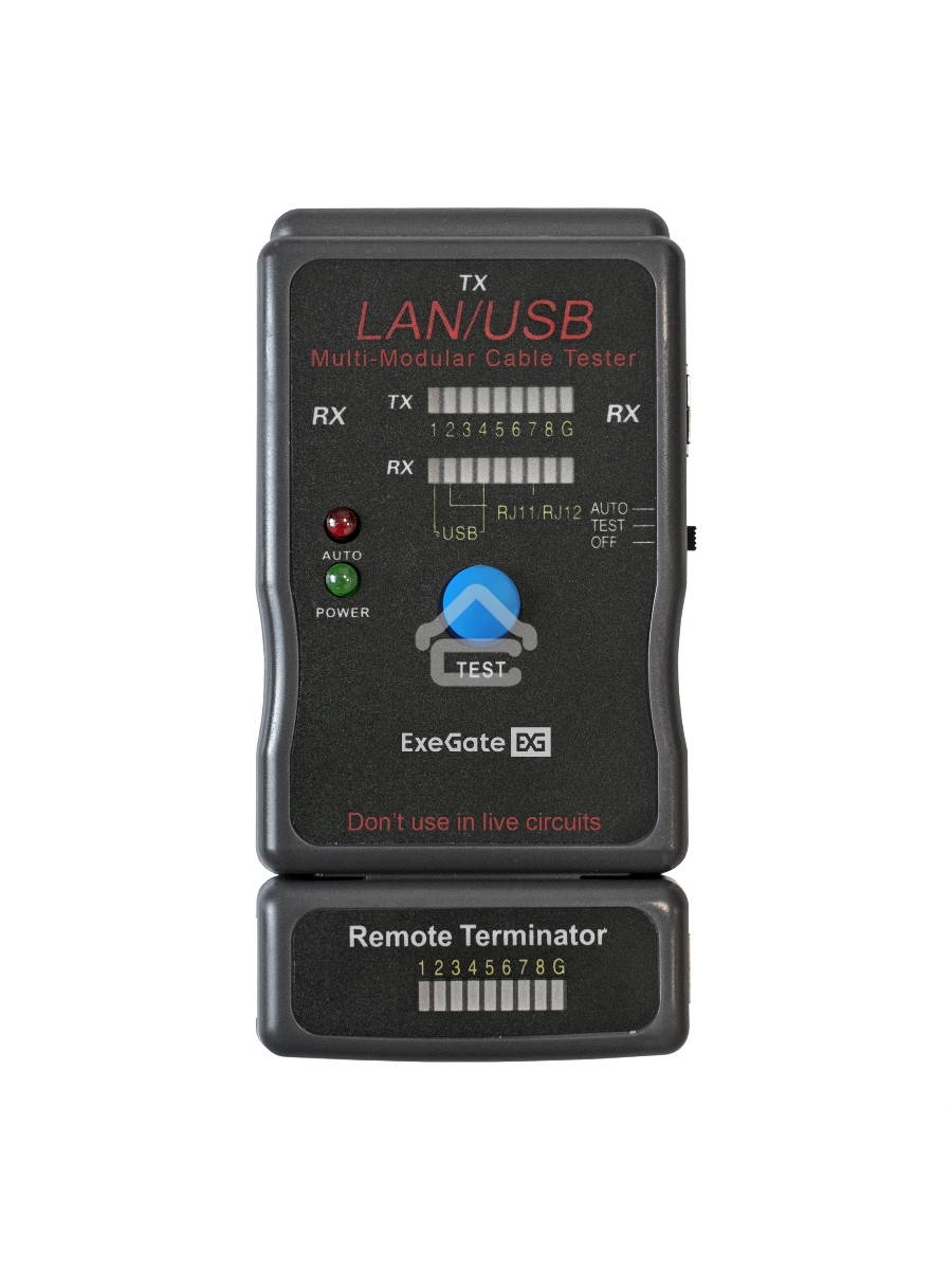 Тестер сетевой ExeGate EX293160RUS EX-T5448 для RJ-45/RJ-11/RJ-12/USB