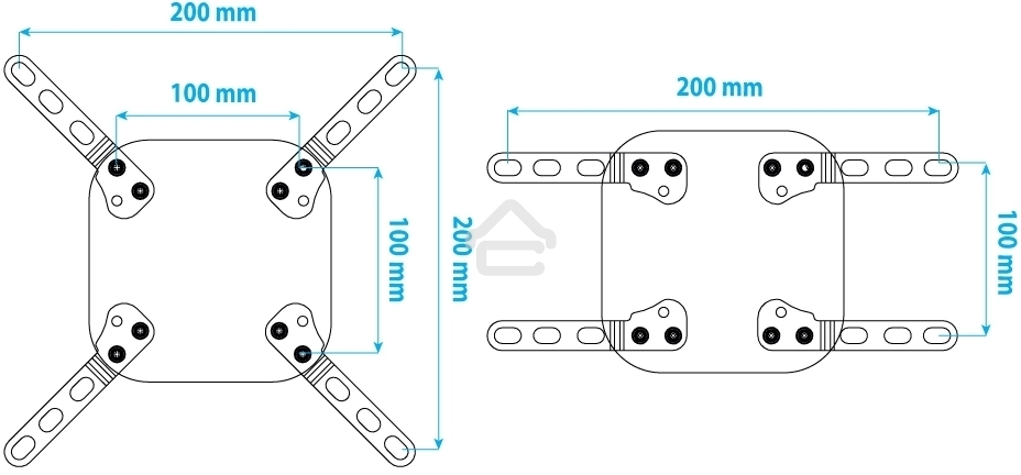 Удлинитель для кронштейнов Kromax ADAPTER-200, черный, 80 шт/уп, Адап. стал. унив. для TV, max VESA 200x200 мм., max вес 20 кг.