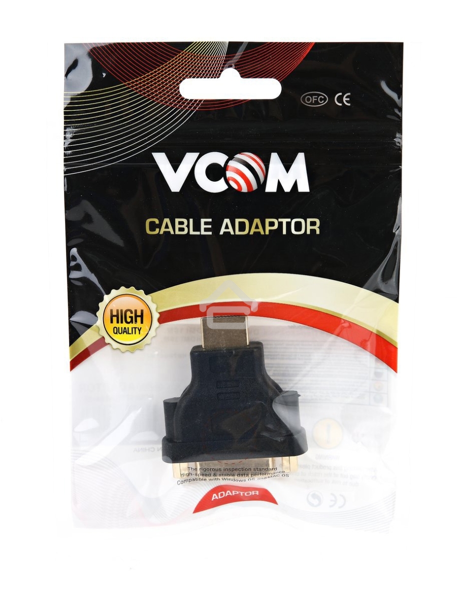 Переходник HDMI/DVI-D 19M/25F VCOM позолоченные контакты, VAD7819
