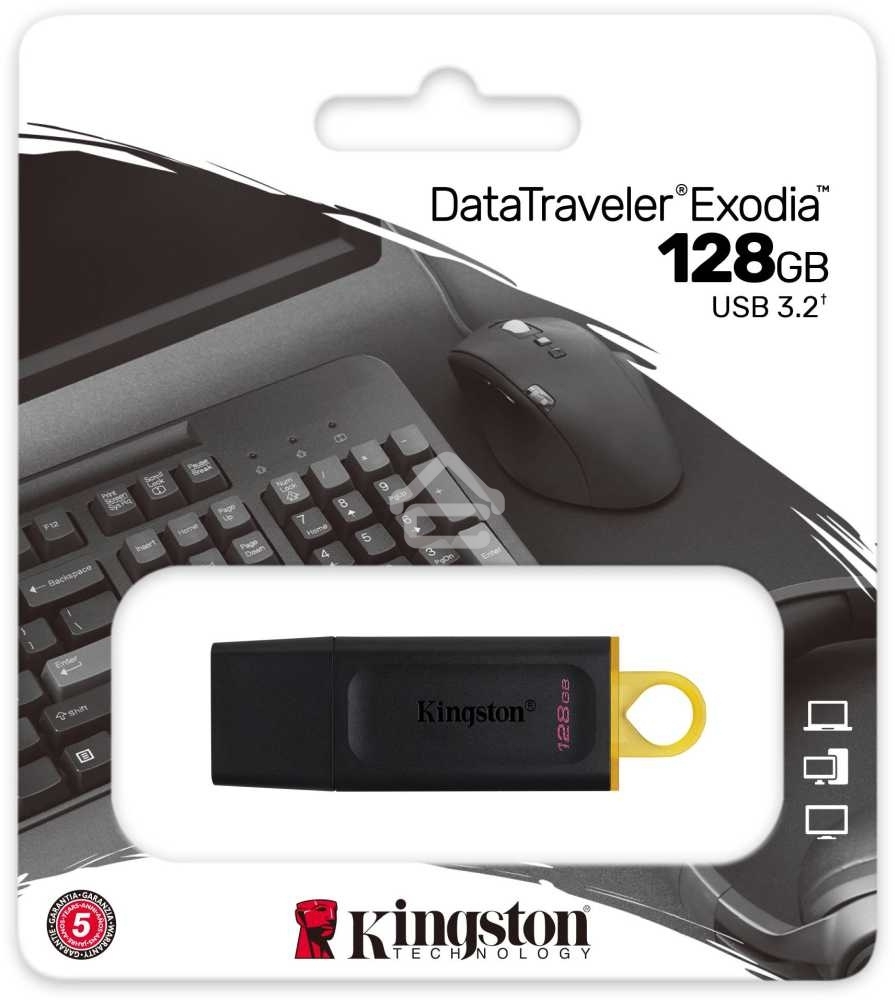 Флешка USB R/W R/W Kingston 128GB USB3.2 Gen1 DataTraveler Exodia (Black + Yellow)