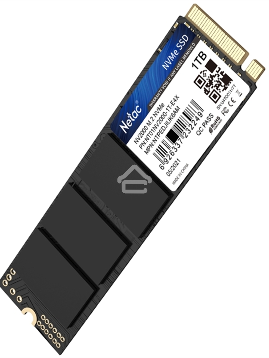 Накопитель SSD Netac NV2000, 1TB, PCIe 3.0 x4, M.2 2280, NVMe, R/W 2500/2100