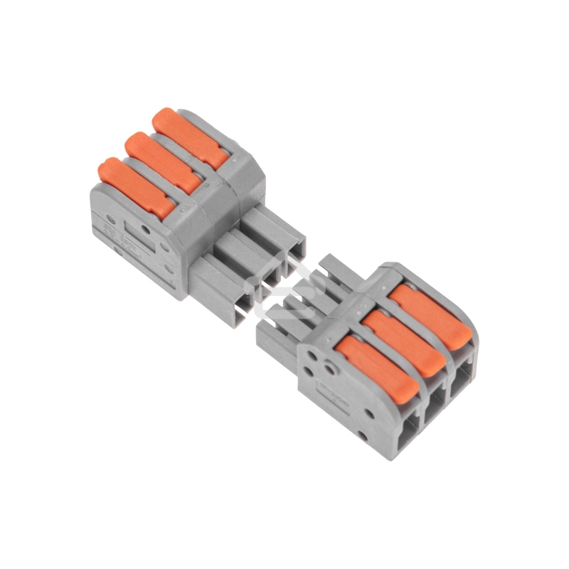 Клемма Rexant СМК 222-423R проходная разъемная 3 полюса серый 0,2-2,5/4 мм² (40 шт/уп)