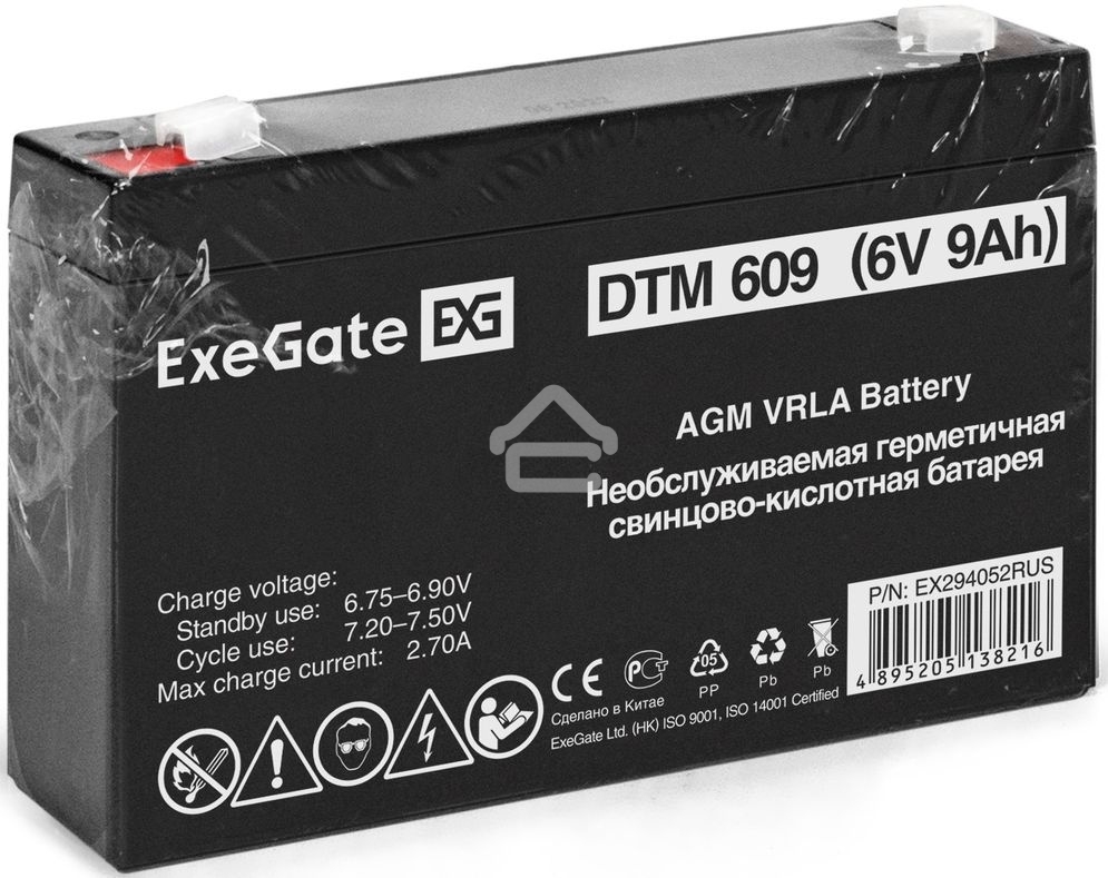 Аккумуляторная батарея ExeGate DTM 609 (6V 9Ah, клеммы F1)