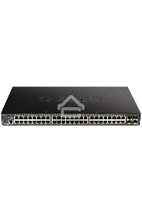 Коммутатор D-Link DGS-1250-52XMP/A1A, L2 Smart Switch with 48 10/100/1000Base-T ports and 4 10GBase-X SFP+ ports (48  PoE ports 802.3af/802.3at (30 W), PoE Budget 370W).16K Mac address, 802.3x Flow Control, 4K