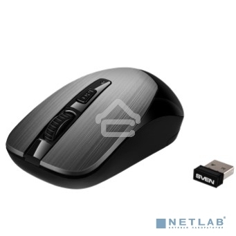 Мышь беспроводная SVEN RX-380W серый металлик, 1600 dpi, радиоканал, USB, кнопки - 4