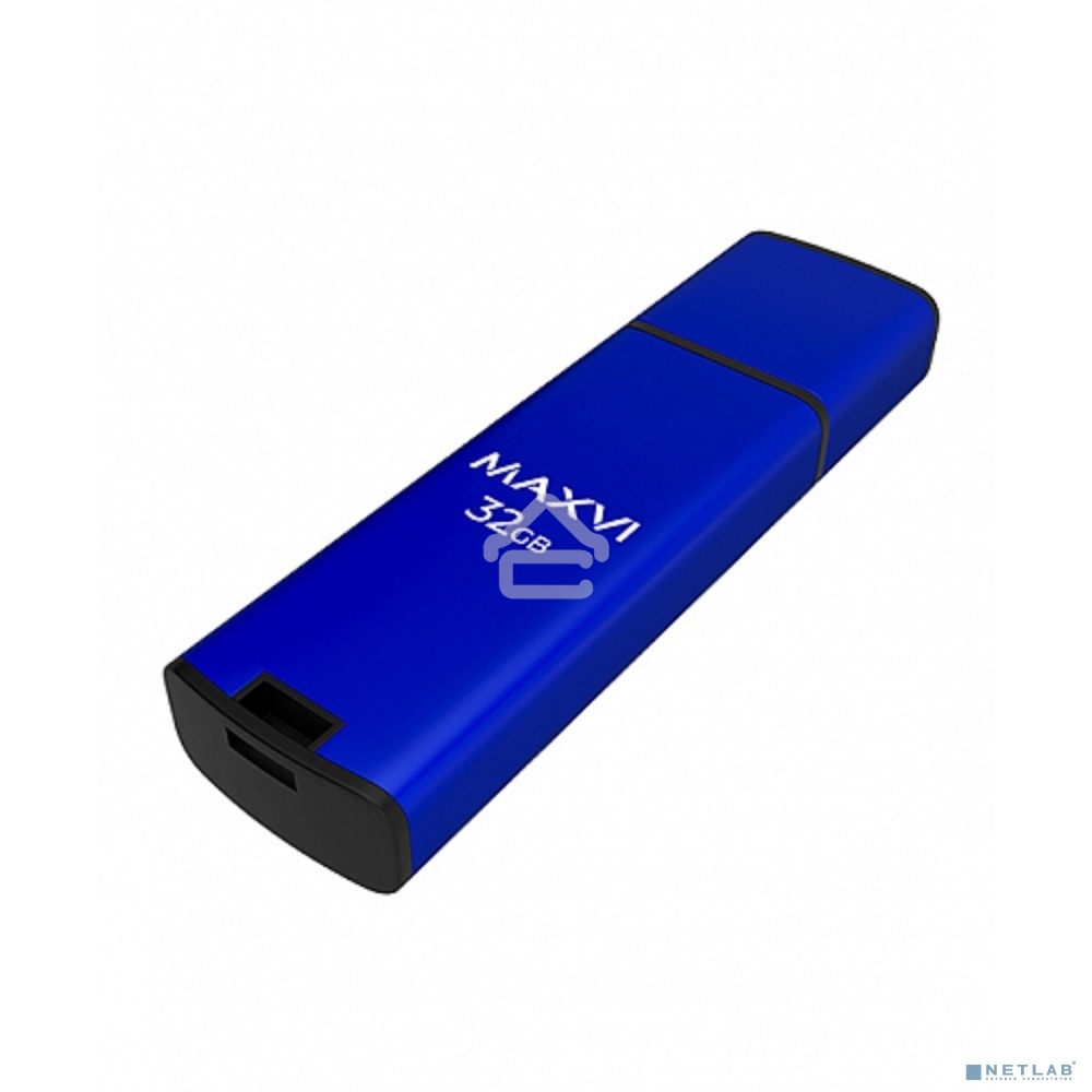 Флешка USB R/W Maxvi MP2 32GB USB 2.0 blue, монолит с колпачком, ABS пластик + металл