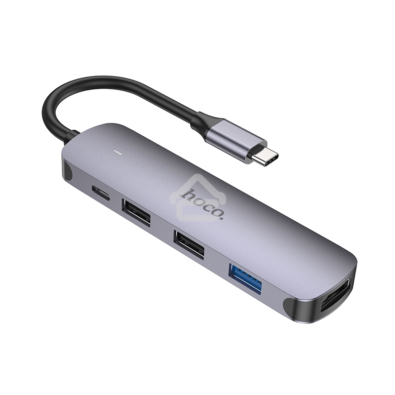 Разветвитель USB-C Hoco HB27 4порт. серый