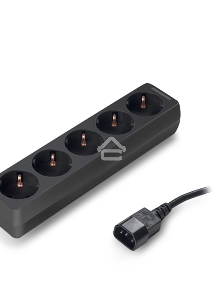 Удлинитель для ИБП ExeGate EX221200RUS SPU-5-0.5B (5 розеток, 0.5м, UPS вилка IEC320-C14, черный)