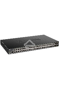 Коммутатор D-Link DGS-1250-52XMP/A1A, L2 Smart Switch with 48 10/100/1000Base-T ports and 4 10GBase-X SFP+ ports (48  PoE ports 802.3af/802.3at (30 W), PoE Budget 370W).16K Mac address, 802.3x Flow Control, 4K