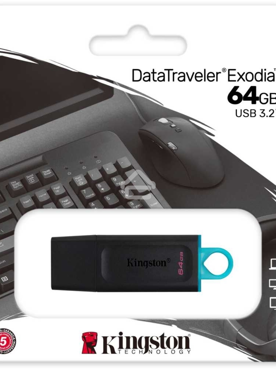 Флеш диск Kingston 64GB USB3.2 Gen 1 DataTraveler Exodia (Black + Teal)