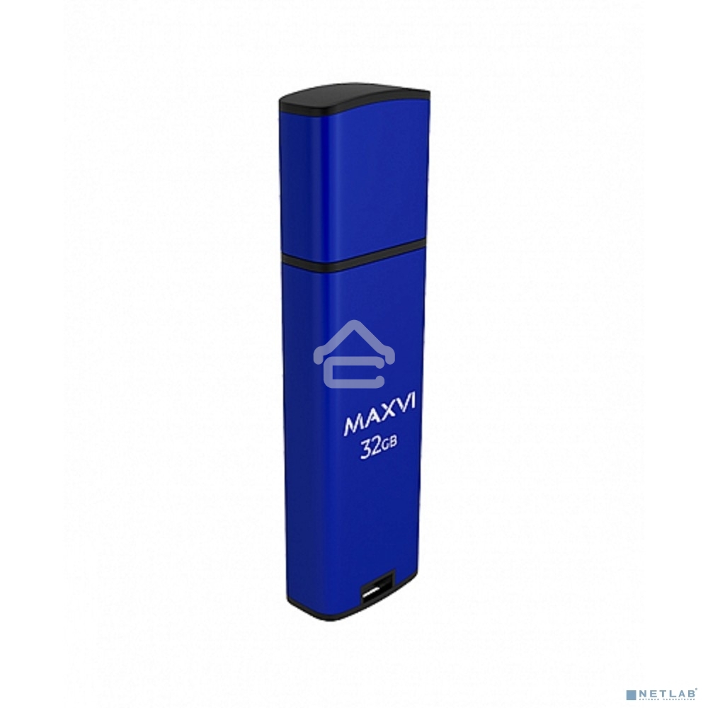 Флешка USB R/W Maxvi MP2 32GB USB 2.0 blue, монолит с колпачком, ABS пластик + металл
