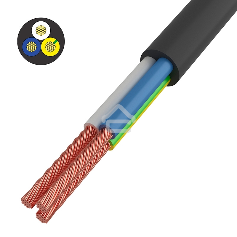 Провод соединительный ПВС Rexant 3x1,5 мм², черный, длина 5 метров, ГОСТ 7399-97