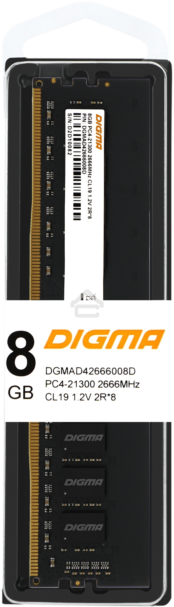 Оперативная память Digma DGMAD42666008D, DDR4, 8GB (1x8 GB), 2666 MHz, CL19