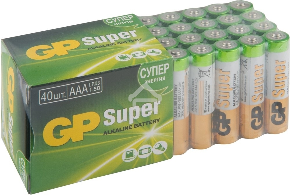 Алкалиновые батарейки GP Super Alkaline G-Tech 24А ААA - 40 шт. в пленке