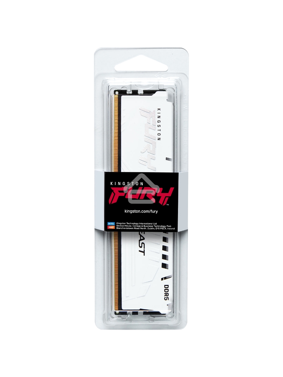 Оперативная память Kingston Fury Beast, DDR5, 16GB (1x16GB), 5200MHz, CL36, DIMM, с радиатором, белый