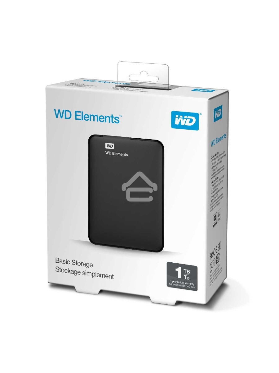 Внешний жесткий диск HDD WD 1Tb Original USB 3.0 WDBUZG0010BBK-WESN Elements Portable 2.5