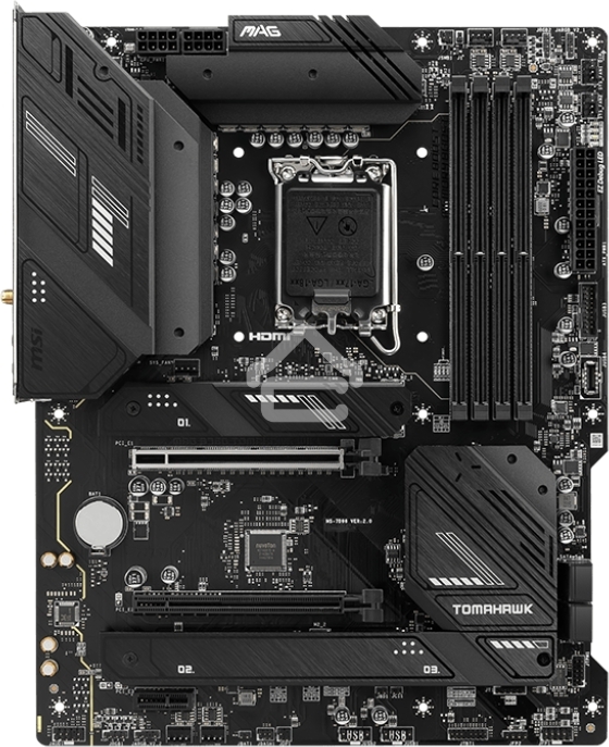 Материнская плата MSI MAG B760 TOMAHAWK WIFI, LGA 1700, Intel B760, 4xDDR5, 4xSATA, 3xM.2, 1xPCI-E 3.0 x4, 1xPCI-E 5.0 x16, 1xHDMI, 1xDP, 1xUSB Type-C, 1x2.5Gb LAN, 4xUSB-A 2.0, 4xUSB-A 3.2 Gen 2, 5x3.5 мм, 7.1, Standard-ATX