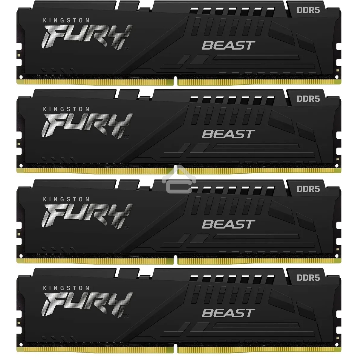 Оперативная память Kingston Fury Beast, DDR5, 64Gb (4x16GB), 6000MHz, CL40, DIMM, с радиаторами, черный