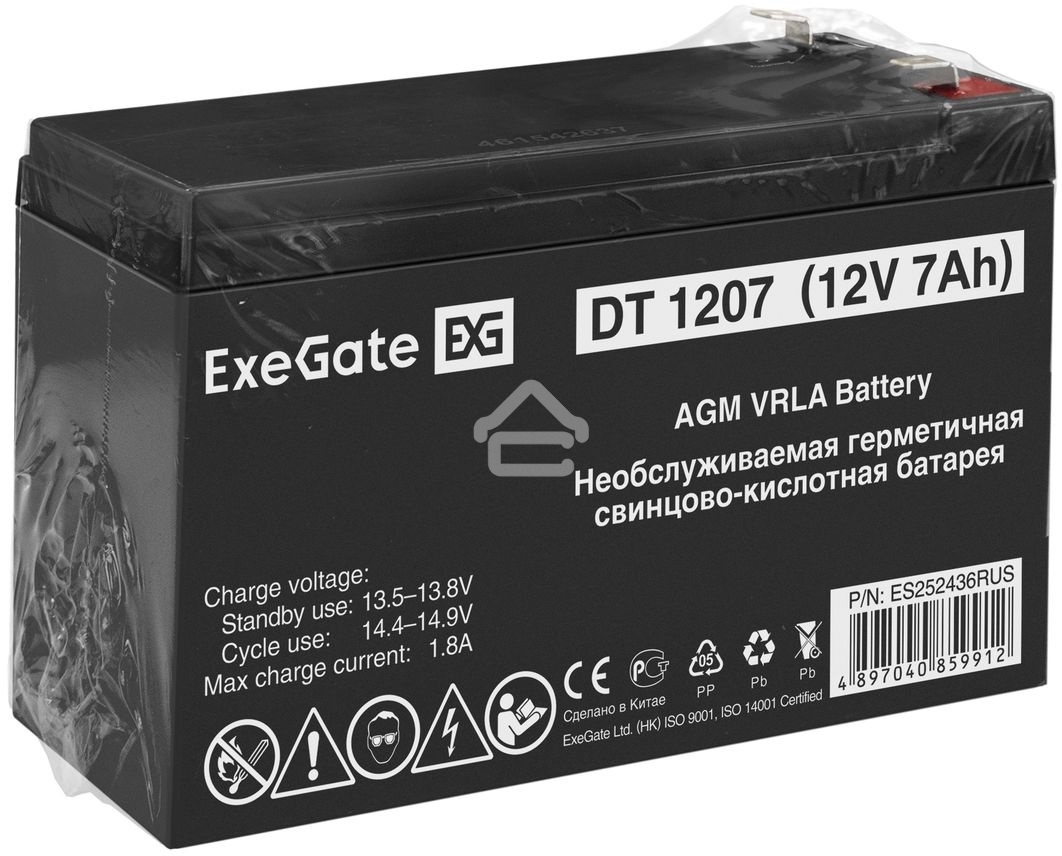 Батарея ExeGate ES252436RUS DT 1207/EXS1270 (12V 7Ah), клеммы F1