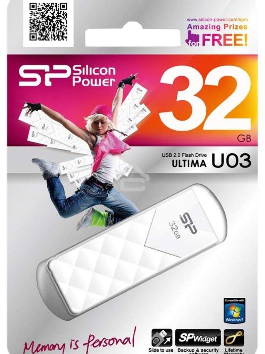 Флеш диск Silicon Power 32Gb Ultima U03 SP032GBUF2U03V1W USB2.0 белый