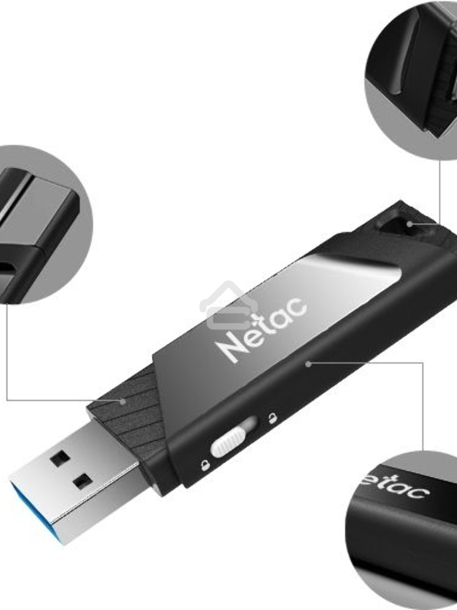 Флеш диск Netac U336S NT03U336S-032G-30BK, 32Gb, USB3.0, пластиковая с защитой от записи