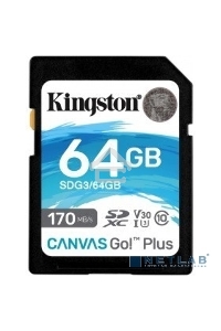 Флеш карта Kingston 64GB SDXC Canvas Go Plus 170R C10 UHS-I U3 V30 EAN: 740617301397