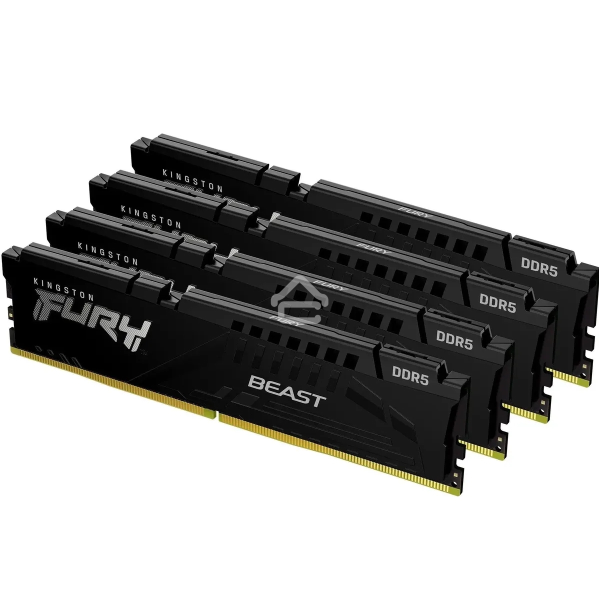 Оперативная память Kingston Fury Beast, DDR5, 64Gb (4x16GB), 6000MHz, CL40, DIMM, с радиаторами, черный